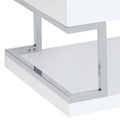 White High Gloss And Chrome Coffee Table With Bottom Shelf White Silver Primary Living Space Modern Shelves Rectangular Wood Metal Sled