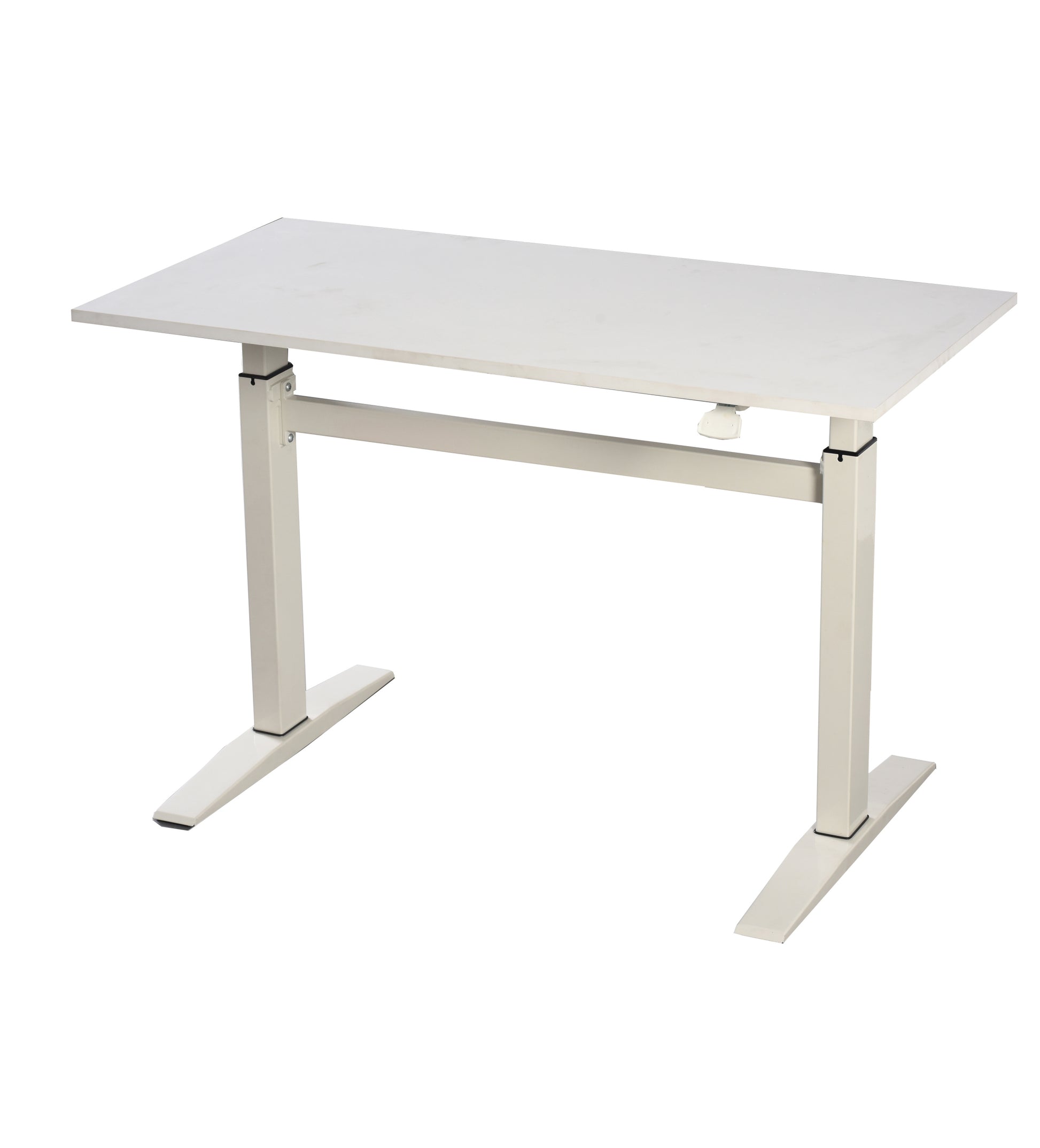 47" Tech Desk Standing And Adjustable Desk In White White Casters Or Wheels Office Rectangular White Height Adjustable & Standing Desks Contemporary,Modern,Transitional Manual Freestanding Rectangular Desk Powder Coated Melamine Mdf Metal H Shape