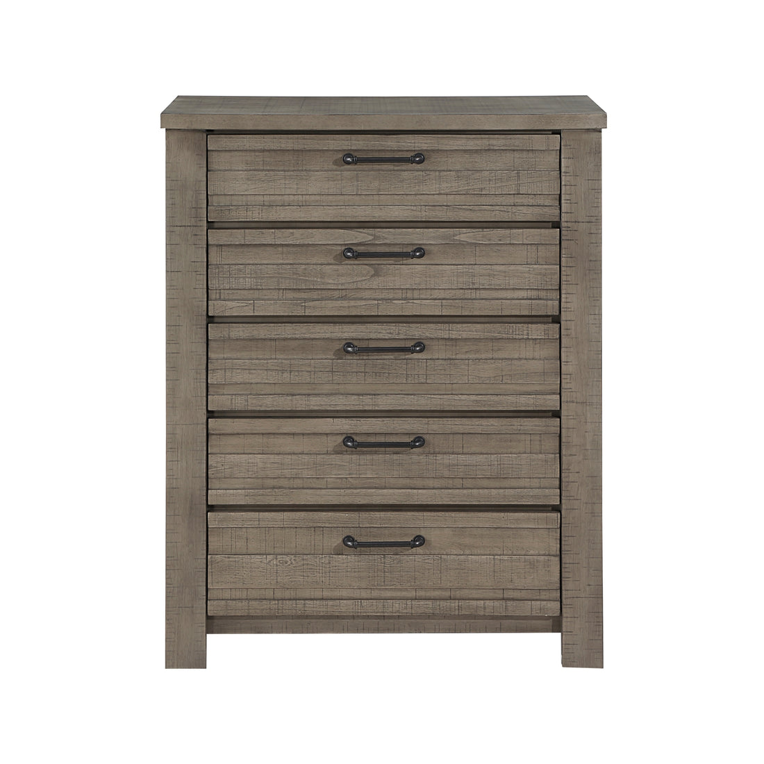 Rustic Gray Finish Bedroom Furniture 1Pc Chest Of 5 Drawers Planked Framing Wooden Storage Chest Gray Bedroom Rustic Wood