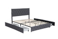 Full Size Upholstered Platform Bed Frame With 4 Storage Drawers, Adjustable Linen Headboard, Wooden Slats Support, No Box Spring Needed, Easy Assembly,Grey Box Spring Not Required Full Grey Wood Bedroom American Design Bed Frame Linen Linen