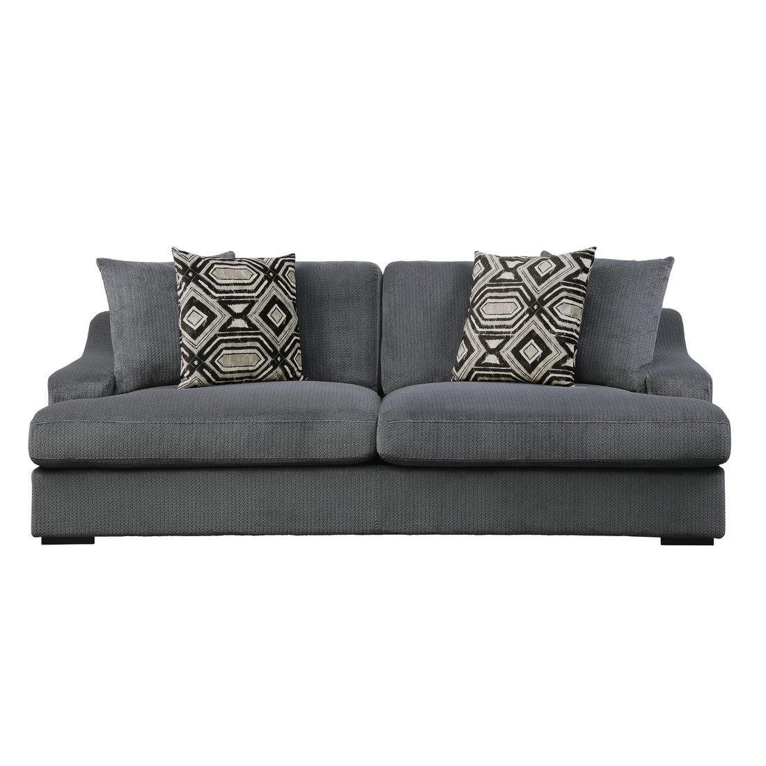 Modern Traditional Luxury Living Room Sofa 1Pc Plush Microfiber Upholstery 4 Decorative Pillows Cushion Seat Solid Wood Furniture Dark Gray Microfiber Wood Primary Living Space Luxury,Modern,Traditional Solid Wood 3 Seat