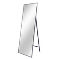 Black 65 X 22 In Metal Stand Full Length Mirror Black Classic Mdf Glass Aluminium Alloy