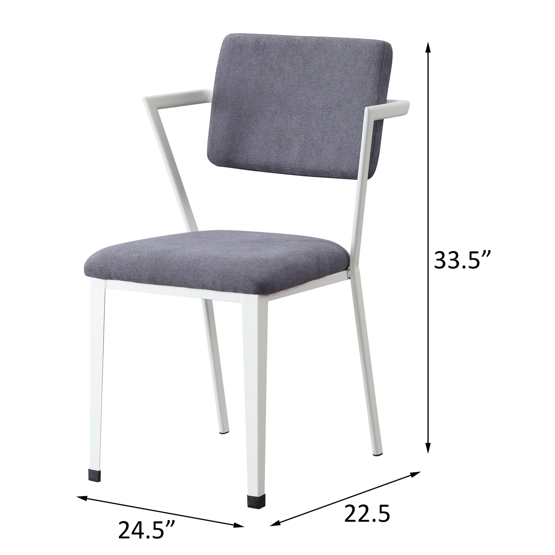 Grey And White Open Back Upholstered Office Chair Solid Grey White Primary Living Space Rectangular Modern Office Chairs Open Back Arm Rest Fabric