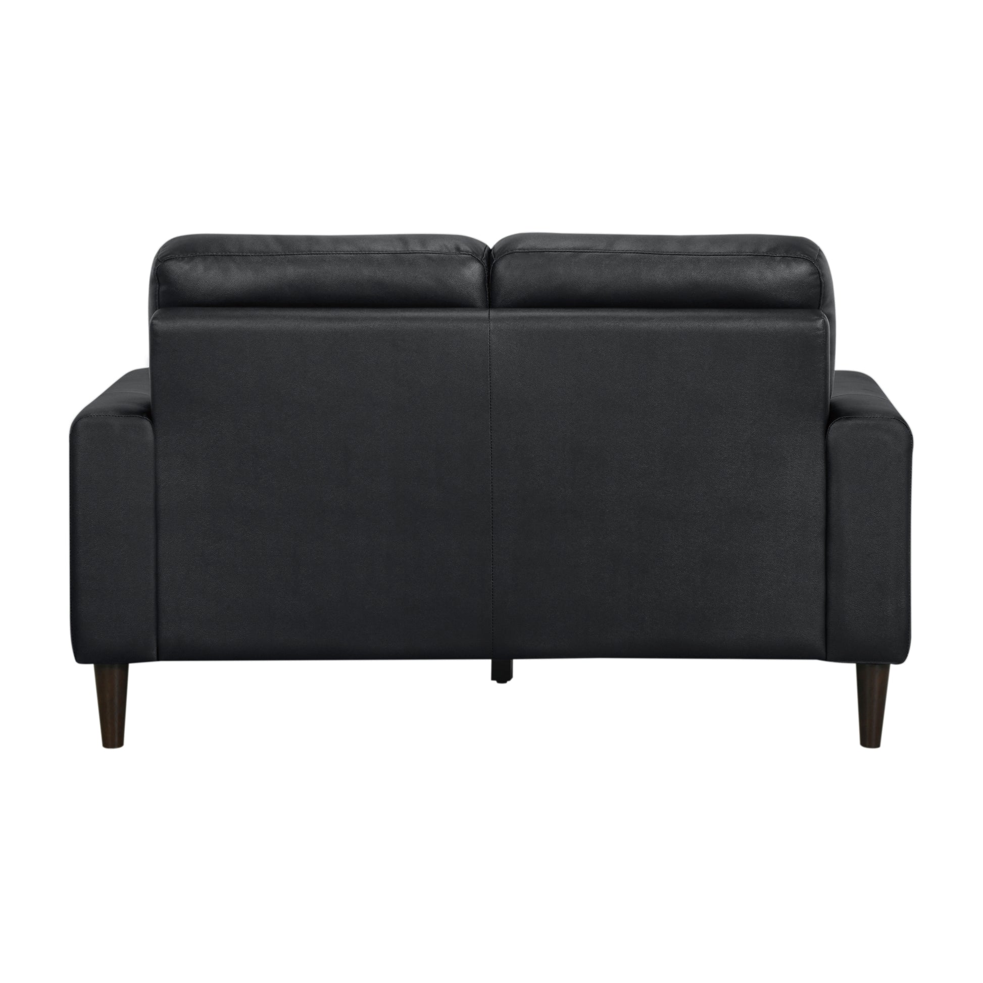 Modern Living Room Furniture Black Top Grain Leather Loveseat 1Pc Cushion Seat And Back Solid Wood Frame Black Genuine Leather Wood Primary Living Space Modern Solid Wood