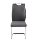 Modern Upholstery Fabric Chrome Dining Chair In Gray, Set Of 2 Solid Dark Gray Dining Room Foam Spot Clean Square Contemporary,Modern,Transitional Side Chair Solid Back Set Of 2 Foam Fabric Metal