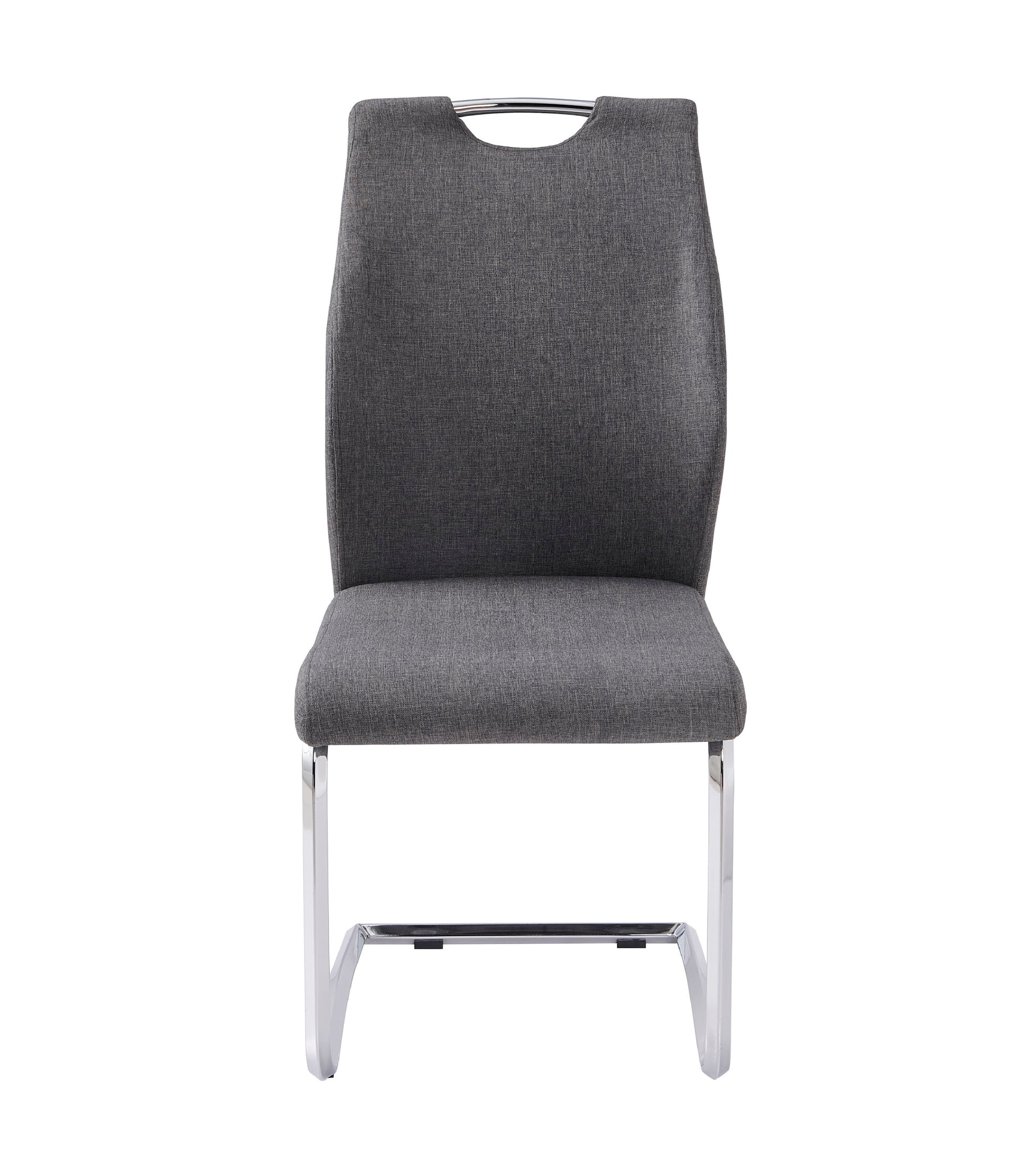 Modern Upholstery Fabric Chrome Dining Chair In Gray, Set Of 2 Solid Dark Gray Dining Room Foam Spot Clean Square Contemporary,Modern,Transitional Side Chair Solid Back Set Of 2 Foam Fabric Metal