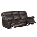 Dark Brown 1Pc Double Reclining Sofa W Drop Down Cup Holders, Power Outlets Usb Ports Hidden Drawer Faux Leather Upholstery Comfortable Sofa Living Room Furniture Dark Brown Faux Leather Wood Primary Living Space Solid Wood 3 Seat