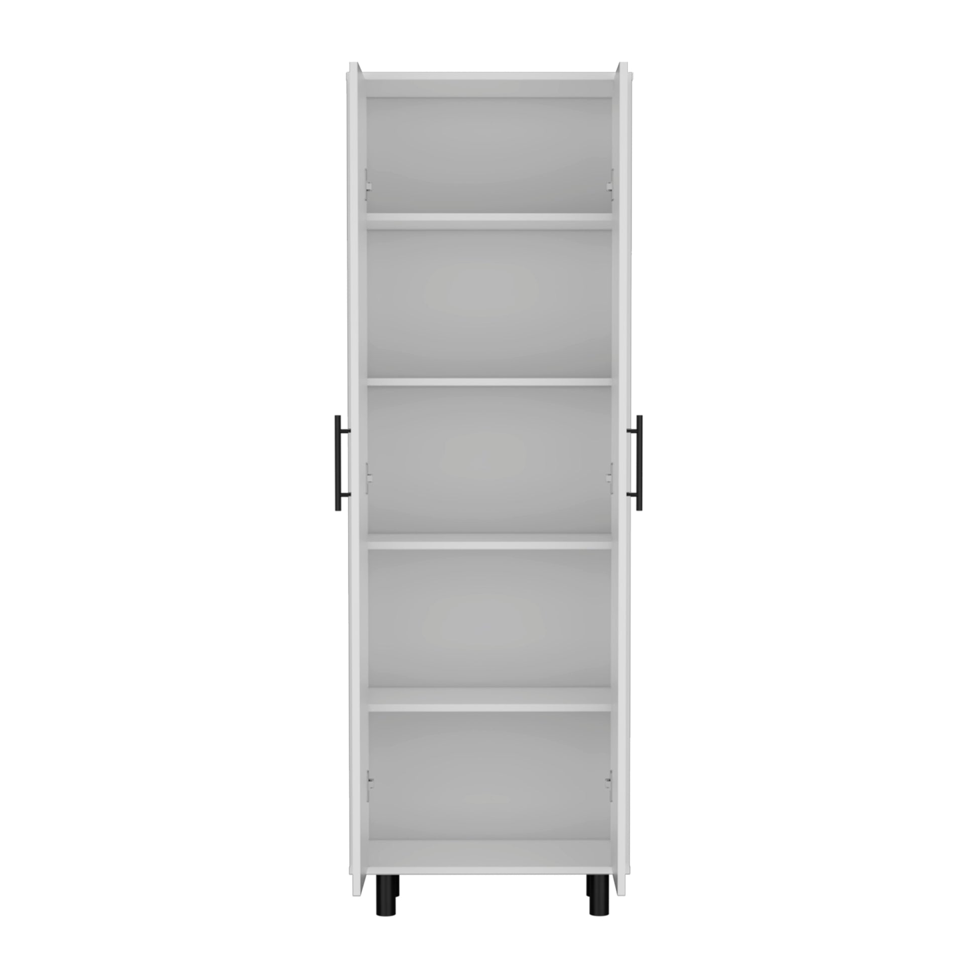 Multistorage Cabinet 71"H, Five Internal Shelves, Two Doors, White White Particle Board Particle Board