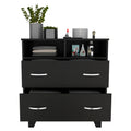 Portanova Two Drawer Dresser, Two Open Shelves, Superior Top, Four Legs Black Black Drawer 2 Drawers Shelf Modern Particle Board Particle Board