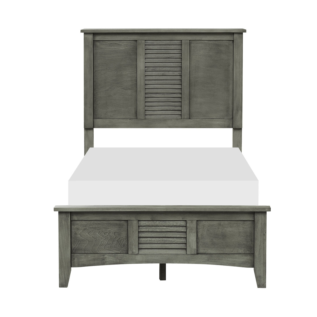 Cool Gray Finish 1Pc Twin Size Bed Louvered Panel Headboard Footboard Transitional Style Bedroom Wooden Furniture Box Spring Required Twin Gray Wood Transitional Panel Wood