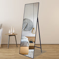 Black 65 X 22 In Metal Stand Full Length Mirror Black Classic Mdf Glass Aluminium Alloy