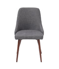 Oslo Modern Upholstery Side Dining Chair Set Of 2, Grey Solid Dark Gray Dining Room Powder Coated Foam Spot Clean Square Mid Century Modern,Minimalist Dining Chairs Set Of 2 Foam Fabric Metal