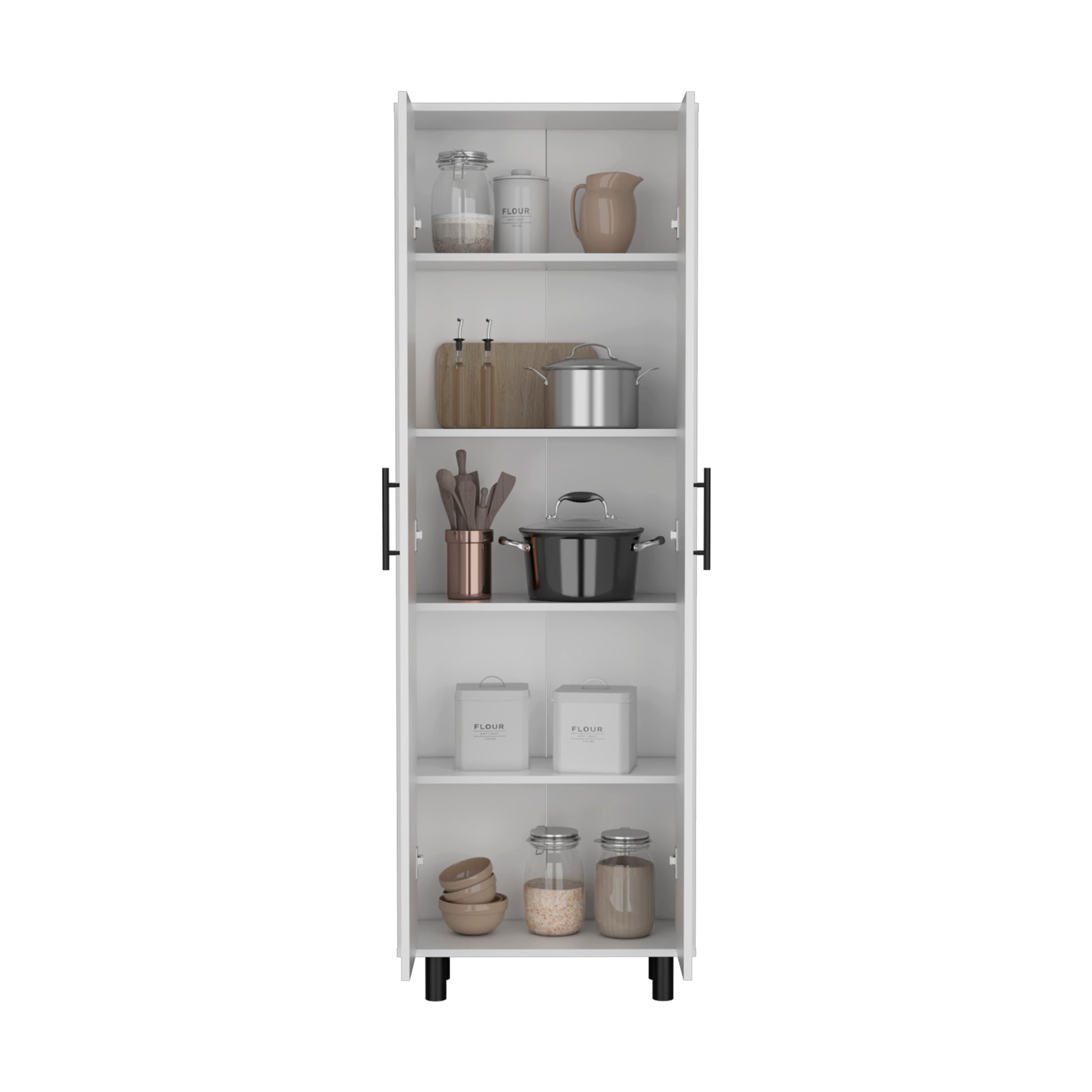 Napoles Multistorage Pantry Cabinet White Bathroom Modern Particle Board Particle Board