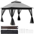 Outdoor 11X 11Ft Pop Up Gazebo Canopy With Removable Zipper Netting,2 Tier Soft Top Event Tent,Suitable For Patio Backyard Garden Camping Area,Grey Grey Metal