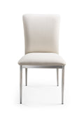 Contemporary Faux Leatheratte Side Chair Set Of 2, Soft White Color Polyurethane Solid Soft White Dining Room Brushed Foam Spot Clean Contemporary,Modern Dining Chairs Set Of 2 Foam Faux Leather