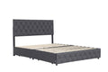 Full Size Upholstered Platform Bed Frame With 4 Storage Drawers, Adjustable Linen Headboard, Wooden Slats Support, No Box Spring Needed, Easy Assembly,Grey Box Spring Not Required Full Grey Wood Bedroom American Design Bed Frame Linen Linen
