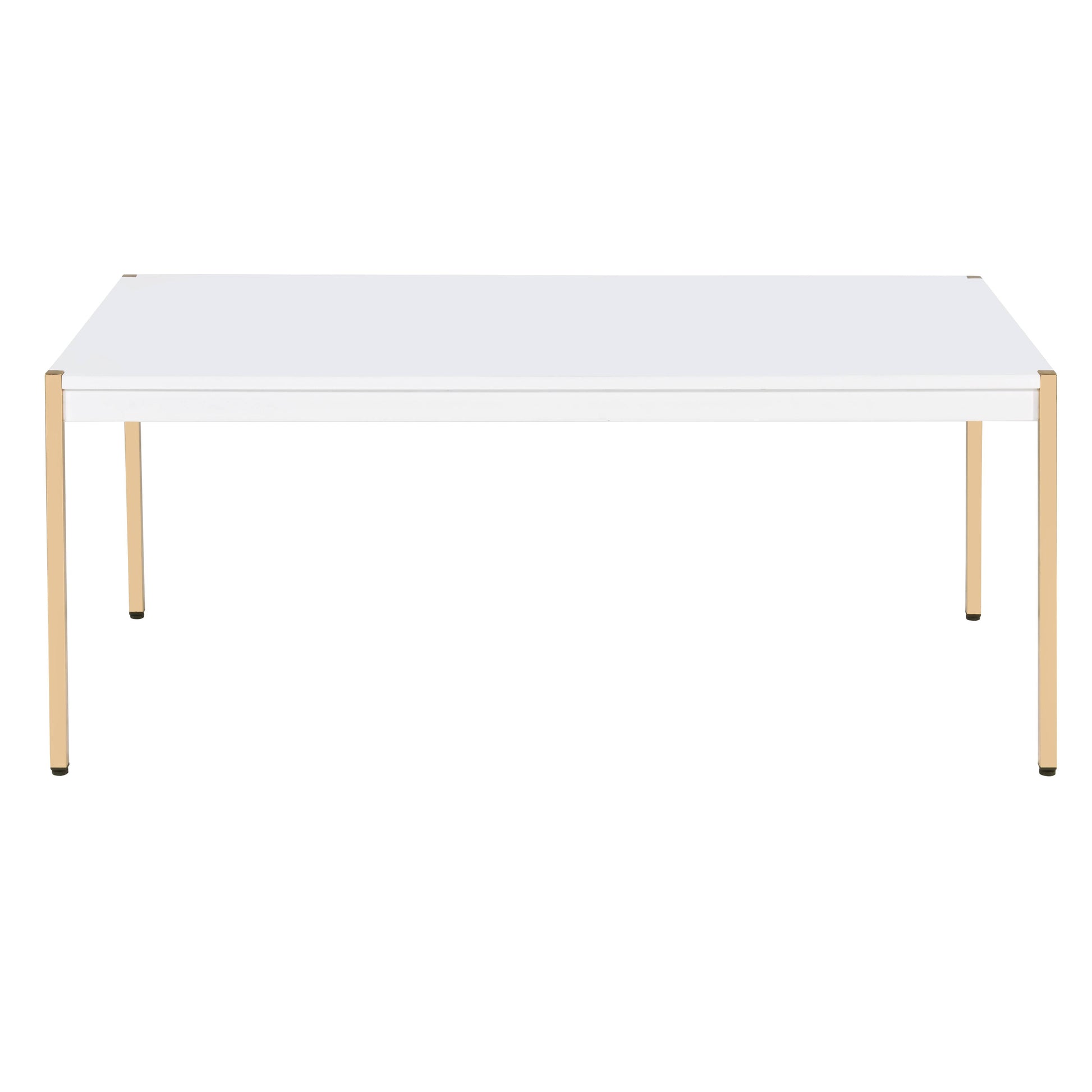 White And Gold Rectangle Coffee Table White Gold White Primary Living Space Modern Rectangular Wood Metal