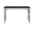 Madison Office Workspace Desk Mdf Chrome In Brown Brown Espresso Writting Desk Office Contemporary,Modern,Transitional Manual Rectangular Desk Polished Rectangular Chrome Engineered Wood H Shape