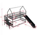 Twin Size Metal Bunk Bed House Bed With Slide And Staircase, Black Twin Black Metal & Wood