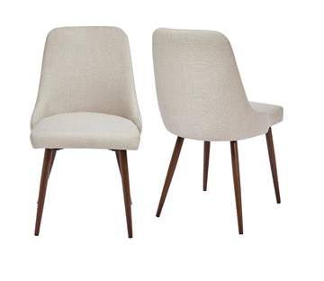 Oslo Modern Upholstery Side Dining Chair Set Of 2, Beige Beige Dining Room Foam Spot Clean Mid Century Modern,Modern Dining Chairs Wing Back Set Of 2 Foam Fabric Metal