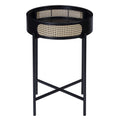 Black End Table With Tray Top Black Primary Living Space Modern Round Wood Metal