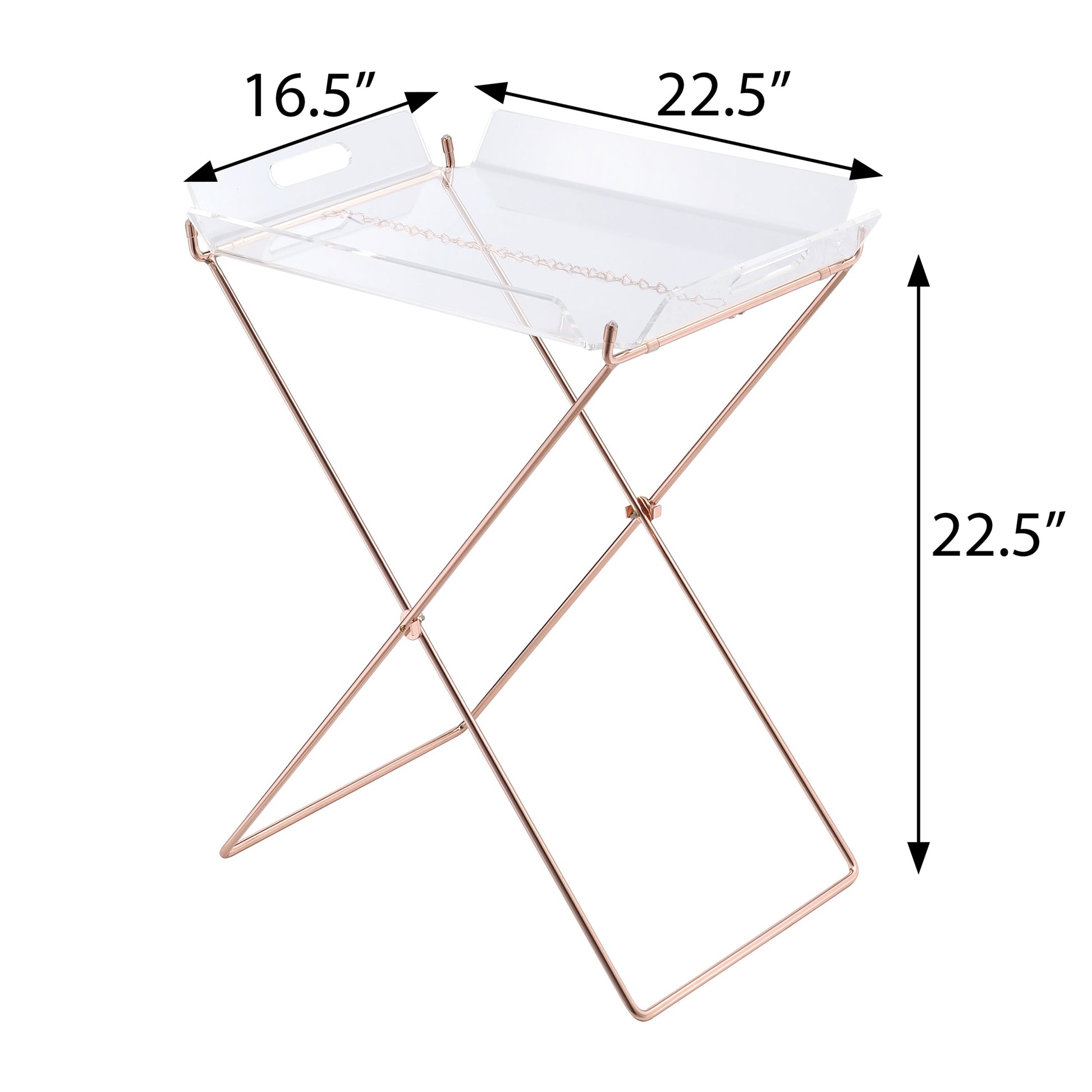Clear And Copper Tray Table With Removable Tray Clear Antique Nickel Primary Living Space Modern Rectangular Acrylic Sled