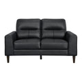 Modern Living Room Furniture Black Top Grain Leather Loveseat 1Pc Cushion Seat And Back Solid Wood Frame Black Genuine Leather Wood Primary Living Space Modern Solid Wood