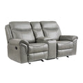 Gray 1Pc Double Glider Recliner Loveseat W Storage Console Cup Holder, Power Outlets Usb Ports Faux Leather Upholstery Plush Seating Living Room Furniture Gray Faux Leather Wood Primary Living Space Solid Wood