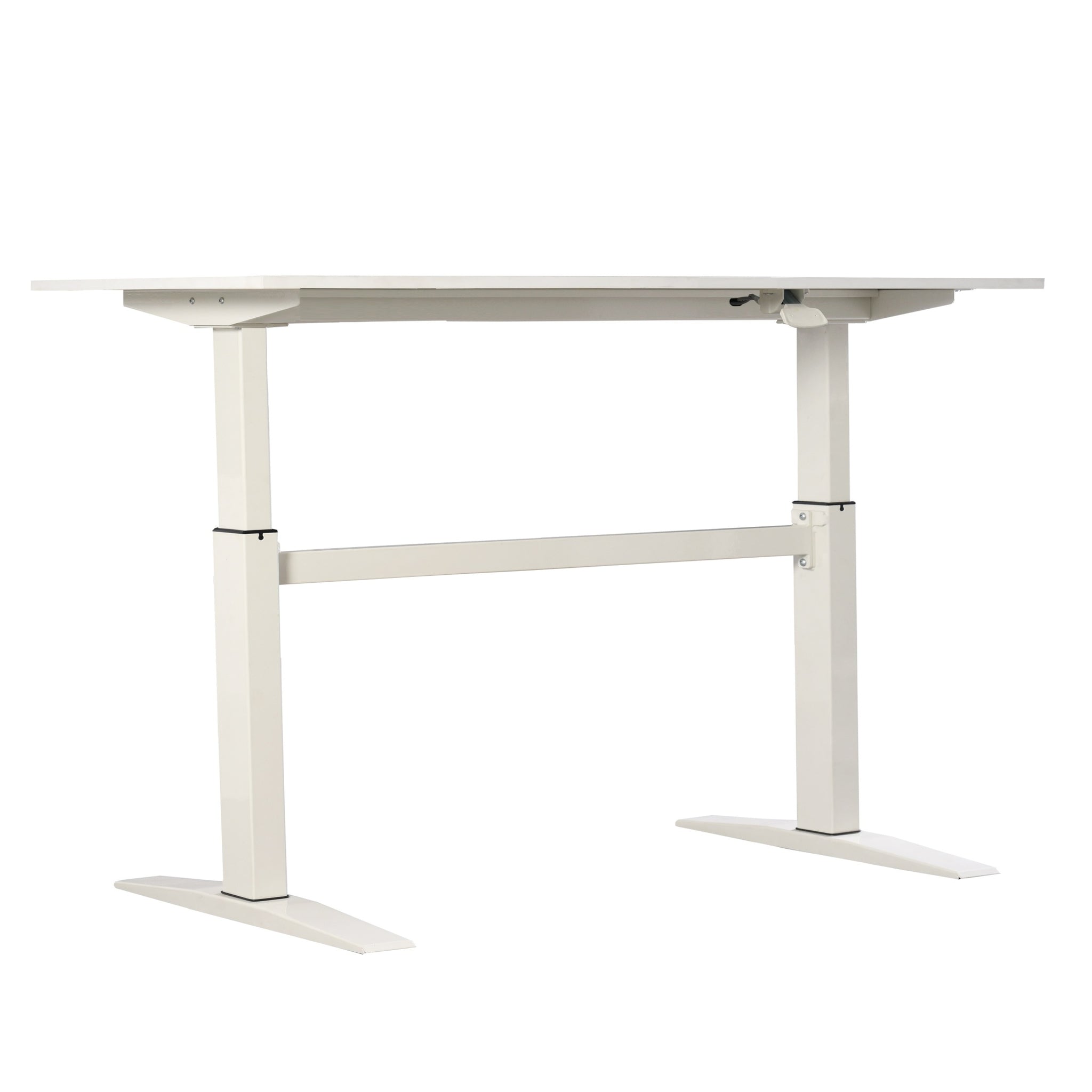 47" Tech Desk Standing And Adjustable Desk In White White Casters Or Wheels Office Rectangular White Height Adjustable & Standing Desks Contemporary,Modern,Transitional Manual Freestanding Rectangular Desk Powder Coated Melamine Mdf Metal H Shape