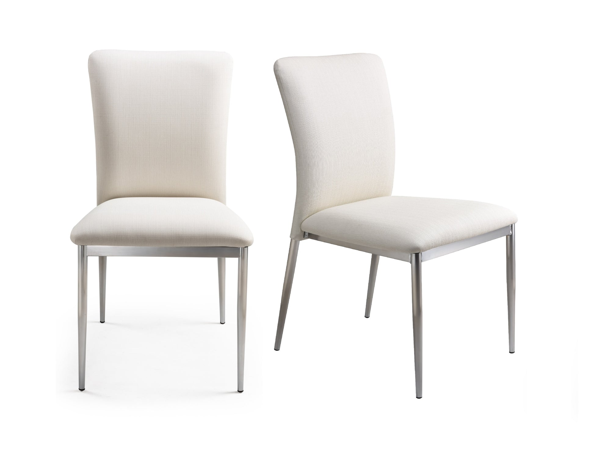 3 Pieces 36" Inch Contemporary Elegance Squared Dining Set In Soft White Metal Dining Room Fixed Table Square Dining Table With Chair Upholstered Chair Glass White Straight Grain Solid Back Seats 4 36 Inches Contemporary,Modern Square 4 Leg Foam Faux