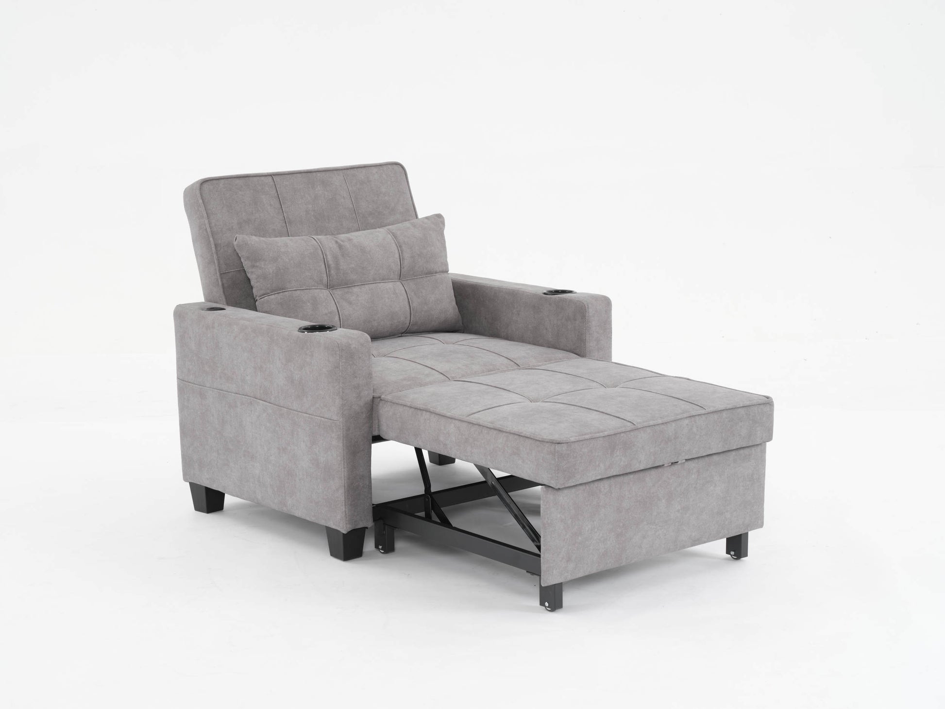 Futon Chair Bed Convertible Chair 3 In 1 Pull Out Sleeper Chair Beds With Usb Ports,Wear Resistant And Anti Scratch, Armchair Bed Sleeper For Living Room Light Grey Scratch Cloth Light Grey Foam Tech Cloth 1 Seat