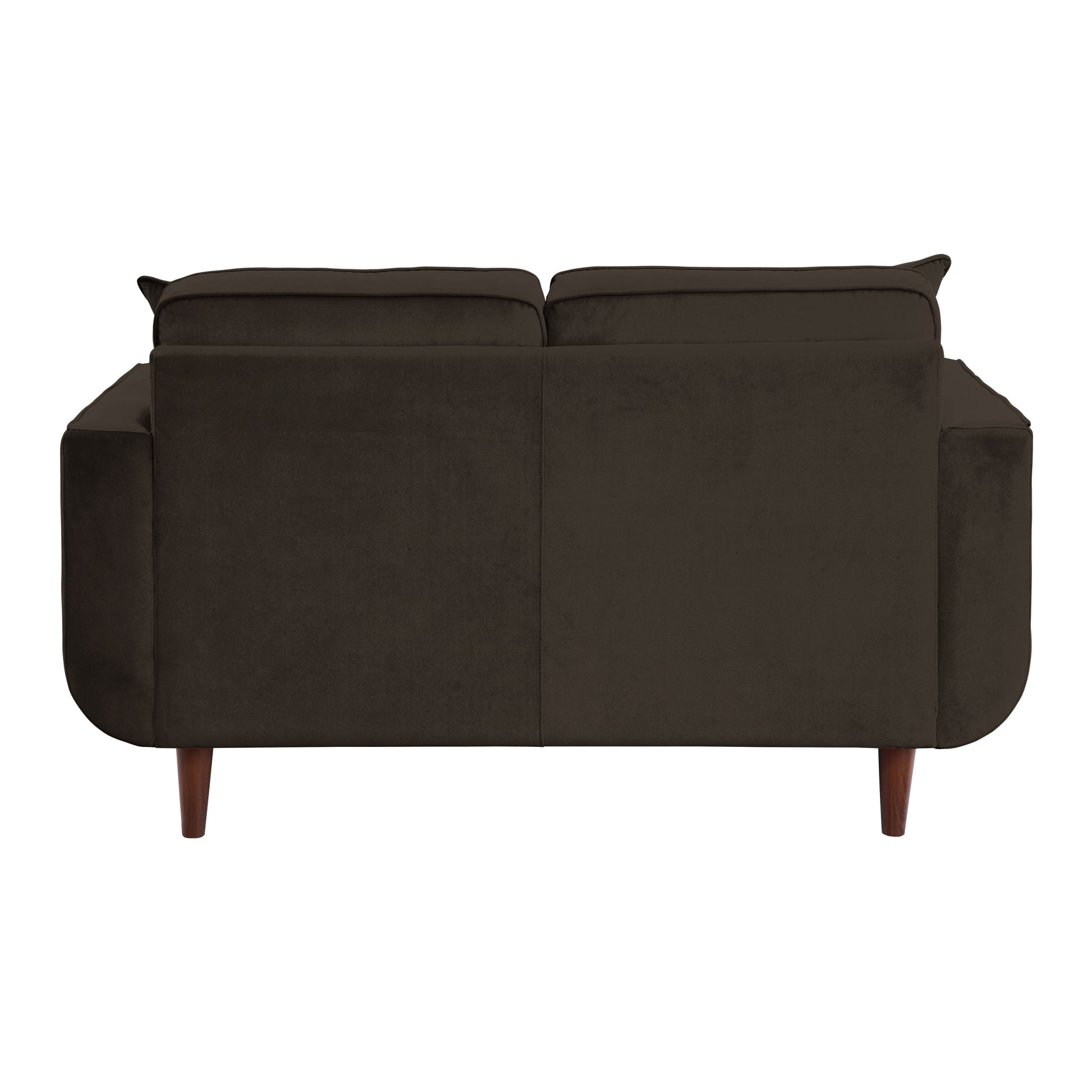 Mid Century Modern Chocolate Hue Velvet Upholstered 1Pc Loveseat With 2 Pillow Classic Living Room Furniture Solid Wood Chocolate Velvet Wood Primary Living Space Mid Century Modern Solid Wood