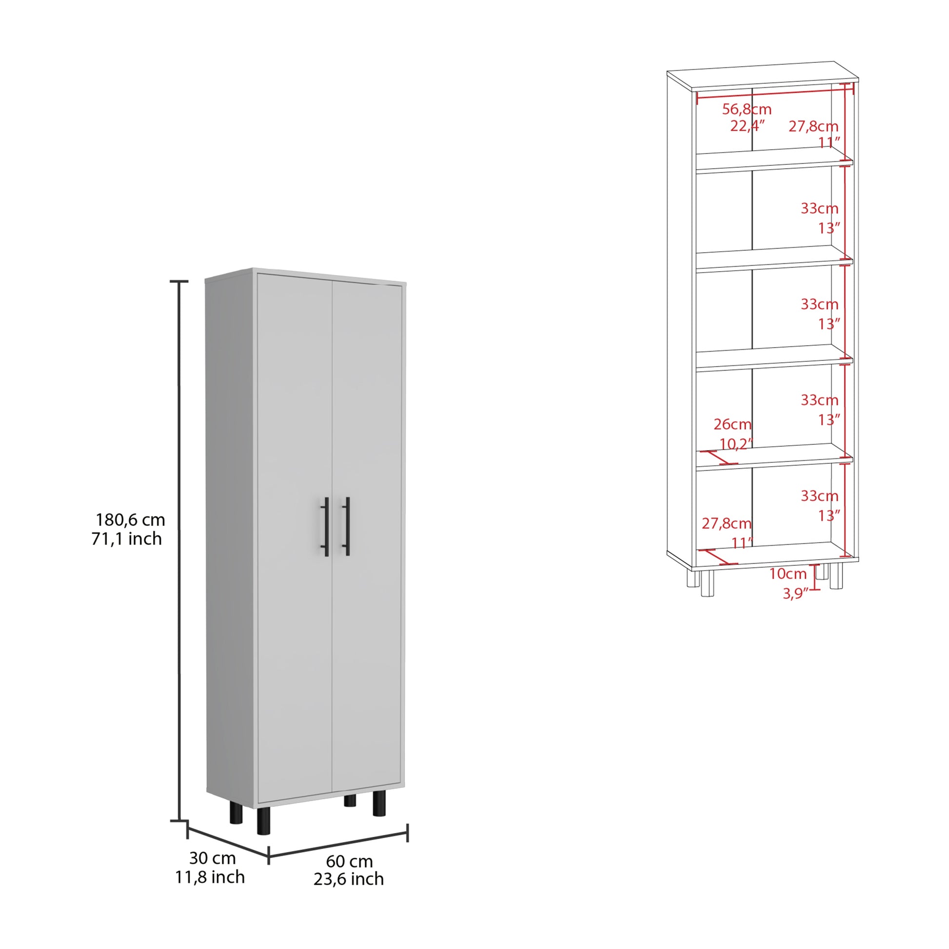 Napoles Multistorage Pantry Cabinet White Bathroom Modern Particle Board Particle Board