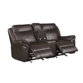 Dark Brown 1Pc Double Glider Recliner Loveseat W Storage Console Cup Holder, Power Outlets Usb Ports Faux Leather Upholstery Plush Seating Living Room Furniture Dark Brown Faux Leather Wood Primary Living Space Solid Wood