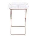 Clear And Copper Tray Table With Removable Tray Clear Antique Nickel Primary Living Space Modern Rectangular Acrylic Sled