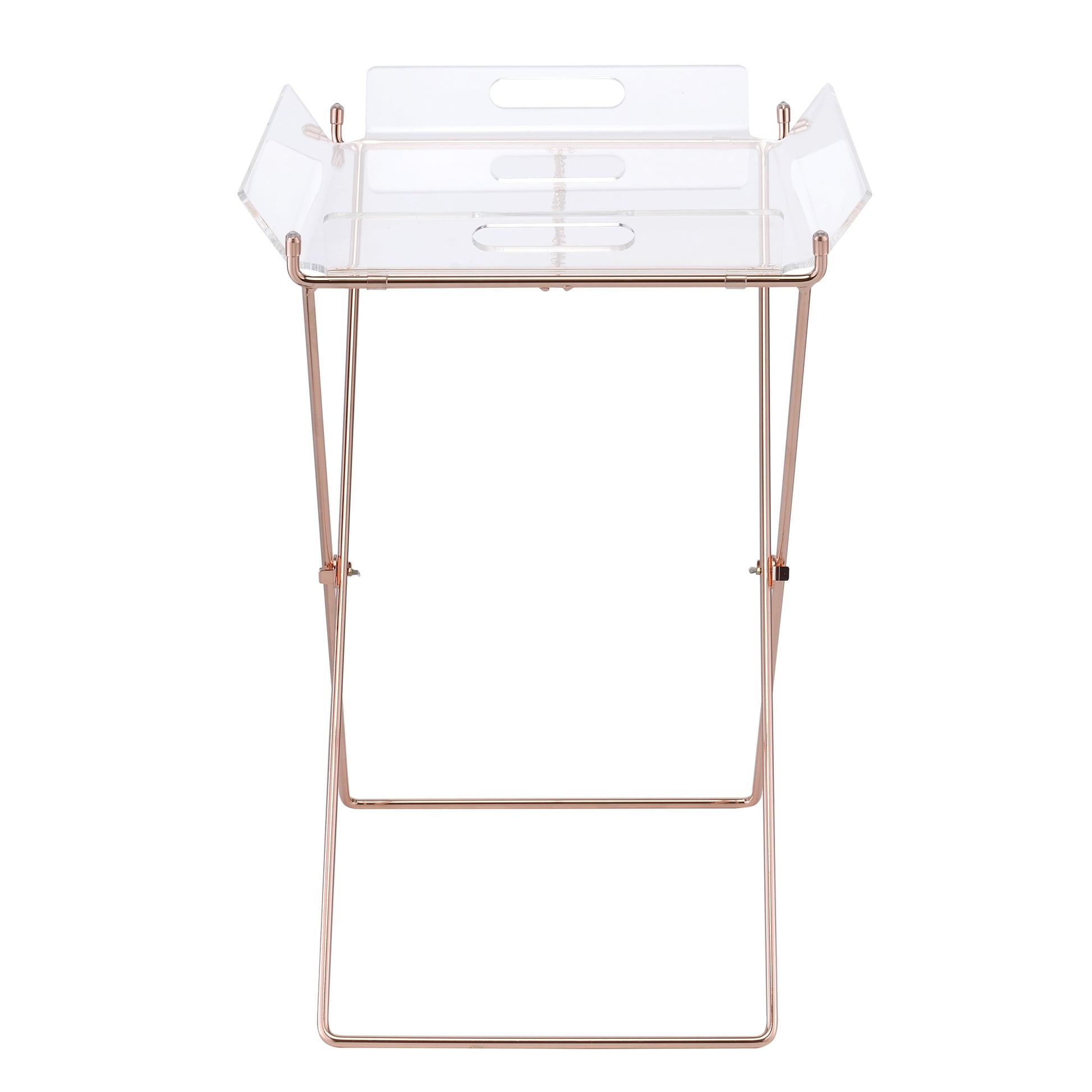 Clear And Copper Tray Table With Removable Tray Clear Antique Nickel Primary Living Space Modern Rectangular Acrylic Sled