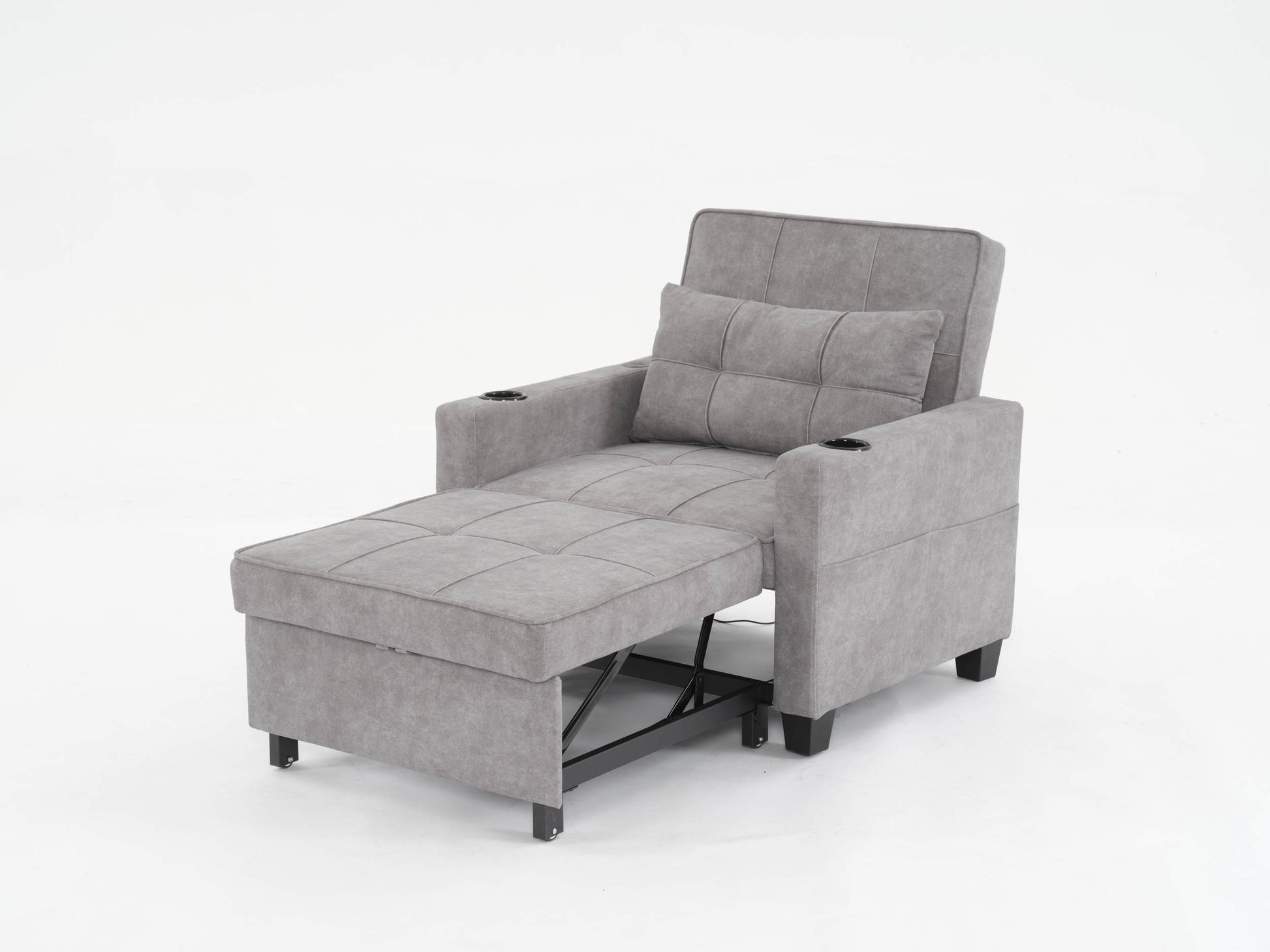 Futon Chair Bed Convertible Chair 3 In 1 Pull Out Sleeper Chair Beds With Usb Ports,Wear Resistant And Anti Scratch, Armchair Bed Sleeper For Living Room Light Grey Scratch Cloth Light Grey Foam Tech Cloth 1 Seat