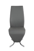 Modern Contemporary Upholstery Pu Z Shape Chair In Gray Set Of 2 Solid Dining Room Solid Back Set Of 2 Polyurethane Dark Grey Polished Foam Spot Clean Square Contemporary,Modern Dining Chairs Foam Faux Leather