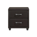 Contemporary Design 1Pc Bedroom Furniture Two Drawers Nightstand Silver Tone Bar Pulls Faux Leather Upholstery, Dark Brown Pvc Dark Brown 2 Drawers Bedside Cabinet Bedroom Contemporary,Traditional Drawers Plywood