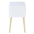 White And Gold Side Table With 2 Drawer White Gold White Primary Living Space Mid Century Modern Drawers Square Wood Metal