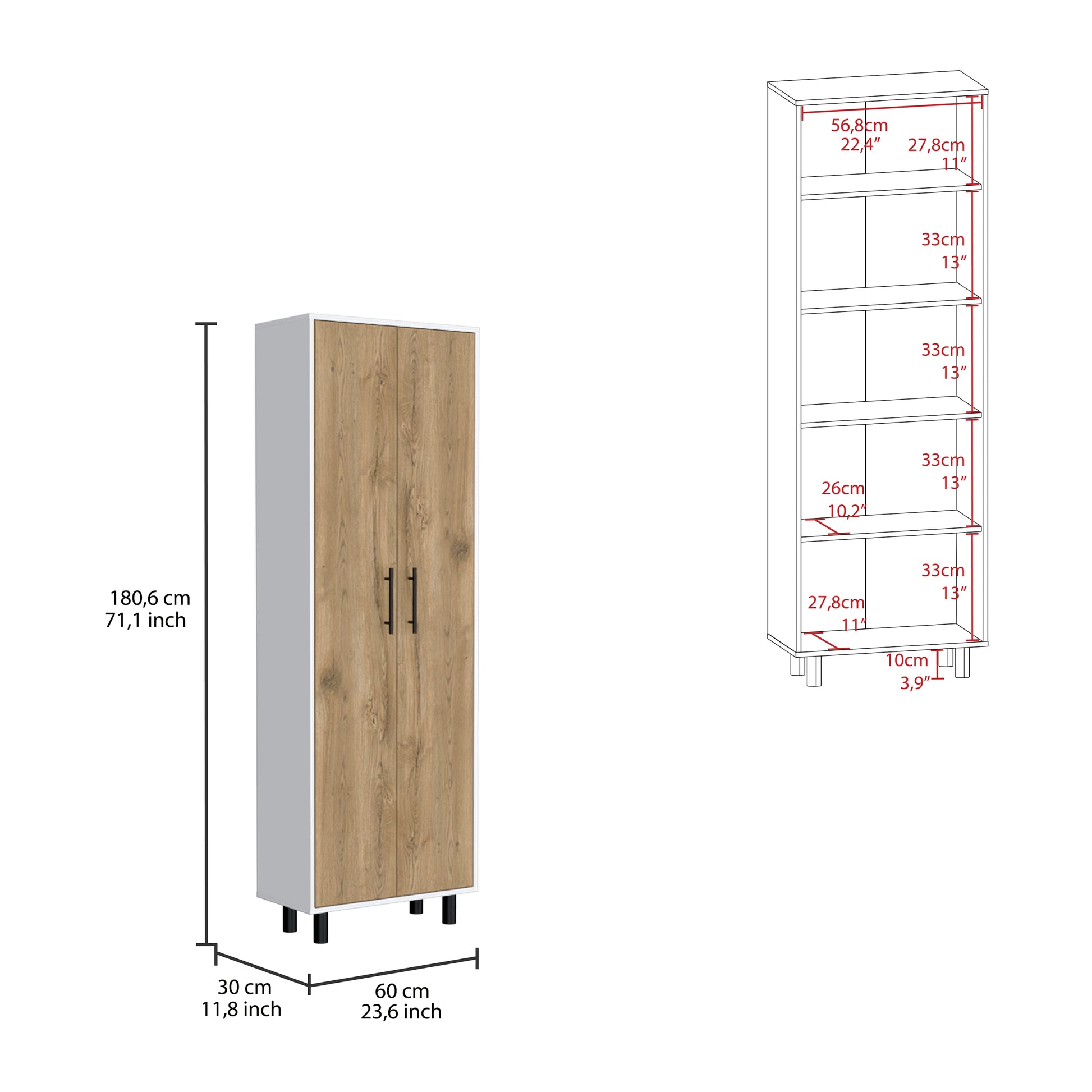 Napoles Multistorage Pantry Cabinet Multicolor Kitchen Modern Particle Board Particle Board