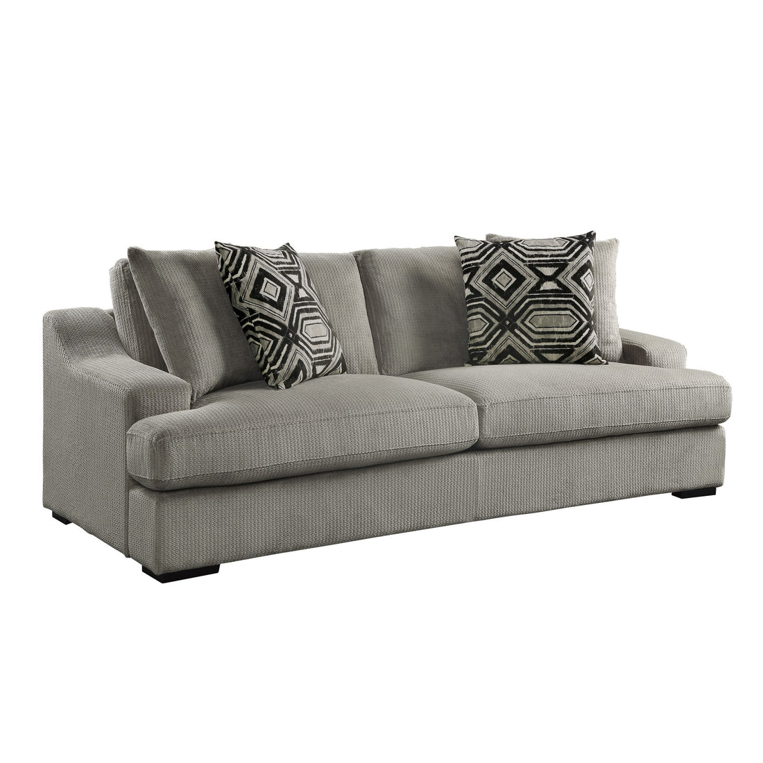 Modern Traditional Luxury Living Room Sofa 1Pc Light Gray Plush Microfiber Upholstery 4 Decorative Pillows Cushion Seat Solid Wood Furniture Light Gray Microfiber Wood Primary Living Space Luxury,Modern,Traditional Solid Wood 3 Seat