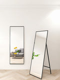 Black 65 X 22 In Metal Stand Full Length Mirror Black Classic Mdf Glass Aluminium Alloy