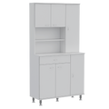 Della 90 Kitchen Pantry, One Drawer, Multiple Cabinets, Two Open Shelvess White White Primary Living Space Modern Particle Board Particle Board