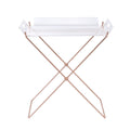 Clear And Copper Tray Table With Removable Tray Clear Antique Nickel Primary Living Space Modern Rectangular Acrylic Sled