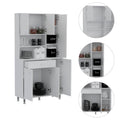 Della 90 Kitchen Pantry, One Drawer, Multiple Cabinets, Two Open Shelvess White White Modern Particle Board Particle Board