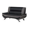 Modern Living Room Furniture 1Pc Loveseat Black And Gray Pu Upholstered Chrome Finish Metal Legs Solid Wood Frame Cushon Seat Black Gray Faux Leather Wood Primary Living Space Contemporary,Modern Solid Wood