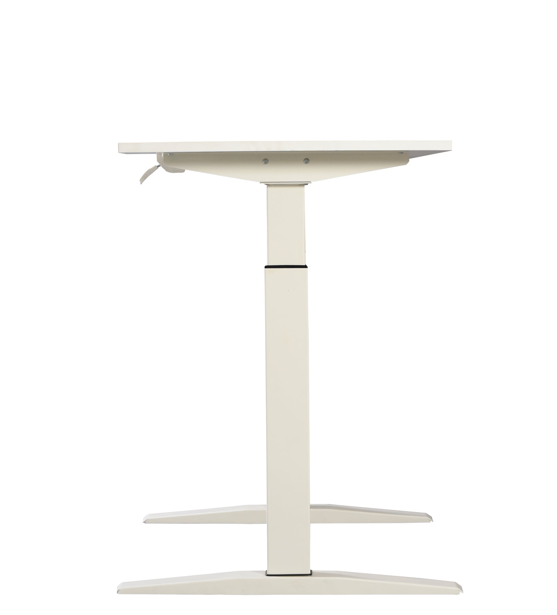 47" Tech Desk Standing And Adjustable Desk In White White Casters Or Wheels Office Rectangular White Height Adjustable & Standing Desks Contemporary,Modern,Transitional Manual Freestanding Rectangular Desk Powder Coated Melamine Mdf Metal H Shape