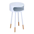 White And Natural Round 1 Shelf End Table White Primary Living Space Contemporary Shelves Round Wood Metal