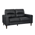 Modern Living Room Furniture Black Top Grain Leather Loveseat 1Pc Cushion Seat And Back Solid Wood Frame Black Genuine Leather Wood Primary Living Space Modern Solid Wood